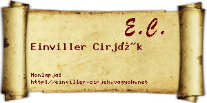 Einviller Cirjék névjegykártya